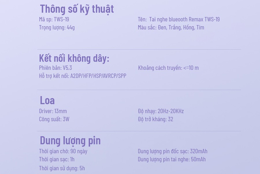 Tai nghe bluetooth Remax TWS-19